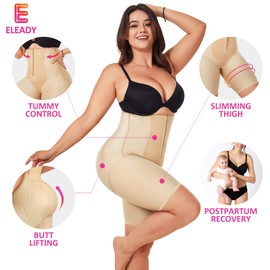 Eleady Women's Waist Trainer Shapewear High Waist Butt Lifter Tummy Control Panties Thigh Slimmer Body Shaper with Zipper (Beige, 3X-Large)