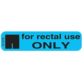Pharmex 1-78G "for Rectal USE" Permanent Paper Label, 1 9/16" x 3/8", Blue, Pack of 1000