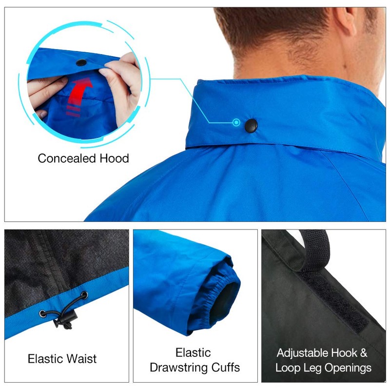 TideWe Rain Suit, Waterproof Breathable Lightweight Rainwear (Blue Size L)