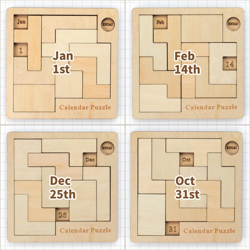 Daily Calendar Puzzle Wooden，Jigsaw Puzzle Board for Adults,Challenge 365+ for