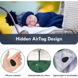 Airtag Holder for Kids Baby Toddler Hidden 2 Pack GPS Tracker Case, Anti-Removal Airtag Silicone Case with Safety Pins, Suitable for Children, Elderly, Pets, Backpack, Luggage (Black+Blue)