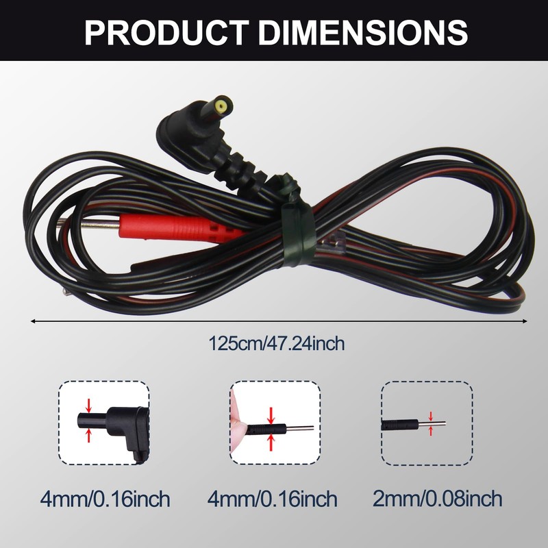 4Pack Lead Wires for TENS Machines, Flexible 2.35mm Electrode Cables,