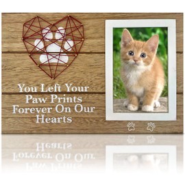 OakiWay Pet Memorial Gifts - 4x6 Dog Picture Frame with Paw Prints & Woven Heart Design - Pet Loss Gifts Photo Frame, Remembrance Gifts, Cat & Dog Memorial Gifts, Sympathy Gift For Loss Of Dog