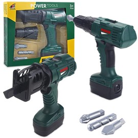 GOLCUGYJH Powered Drill Tool Set, Boy Repair Tool Kit with Rotating and Interchangeable Bits,Pretend Play Toy for Boys Girls Kids