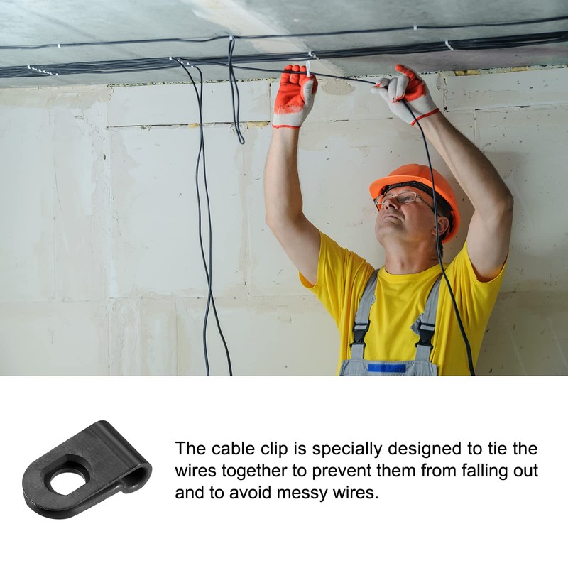 Rebower 30pcs R Type Cable Clips Wire Management Clamp for