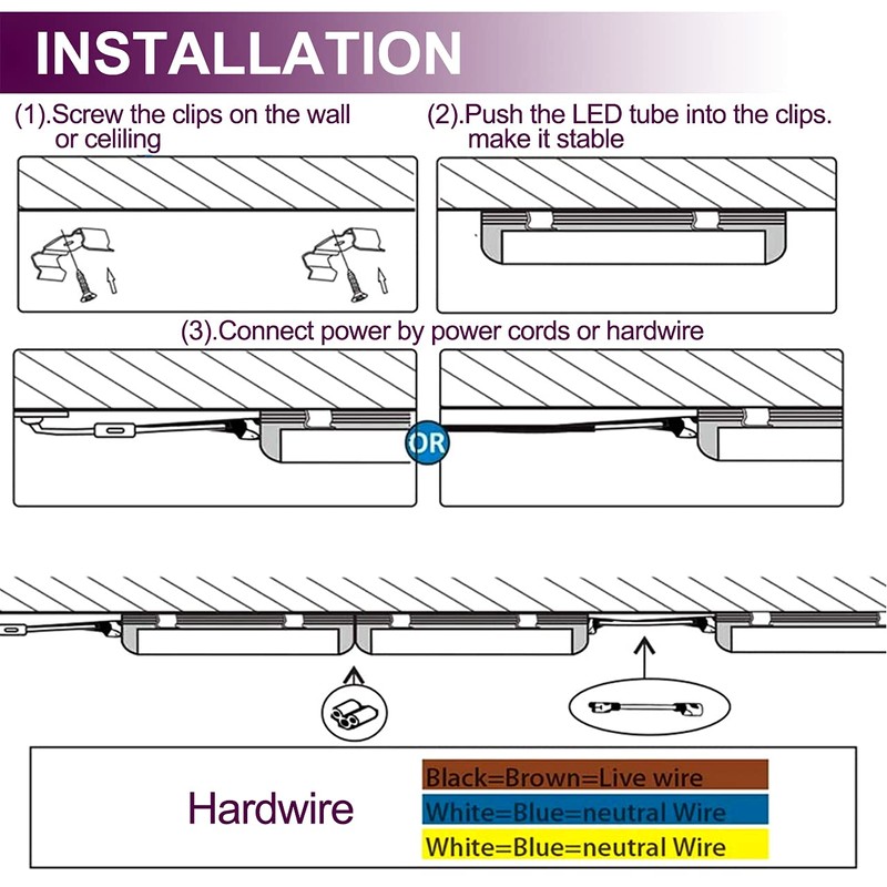 HOLDWILL 6 Pack LED Shop Light, 4FT 24W 6000K Daylight
