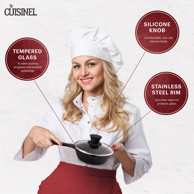 Cuisinel Glass Lid - 6"-inch/15.24-cm/158mm - Compatible with Lodge -