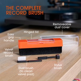 SPINCARE Vinyl Record Cleaning Brush & Stylus Cleaner | SPINCARE 2-in-1 LP Care Kit | Soft Velvet Cleaning Pad | Carbon Fibre Stylus Brush | Protective Dust Cover | 2-in-1 Compact Anti Static Record Care Set