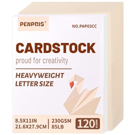 120 Sheets Creamy Cardstock - 8.5” x 11” Letter Size Cover Card Stock 85lb Heavyweight Paper Thick Paper for Scrapbooking, Crafts, Business Cards, Invitations PAP03CC