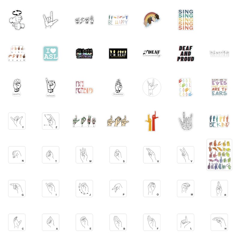100Pcs Sign Language Stickers Alphabet, ASL Stickers for Water Bottle