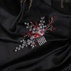 Jumwrit Bridal Hair Comb Red Rhinestone Crystal Wedding Hairpiece for