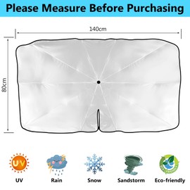 Sun protection car windscreen, windscreen sun protection, heat protection car, car parasol, suitable for most models (80 x 140 cm)