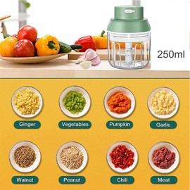 LKJYBG 250ml Electric Garlic Chopper Mini Food Slicer Portable Garlic Masher Mincer Press Wireless Food Processor dark green