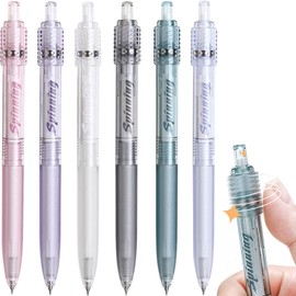 Archic Retractable Black Gel Ink Pen Rotary Ballpoint Pens Fine 0.5mm Pack of 6 Colors