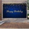 Blue and Gold Glittery Sequin Themed Photography Background Happy Birthday