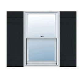 Ekena Millwork Lifetime Vinyl LJ4S14X03500BL Standard Four Board Joined, Board-n-Batten Vinyl Shutters, w/Installation Shutter-Lok's & Matching Screws (Per Pair), 14'W x 35'H, Black