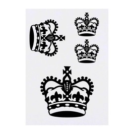 4 x 'Royal Crown' Temporary Tattoos - Water Resistant, Skin-Safe, Non-Toxic Transfers, Mixed Sizes (TO00063874)
