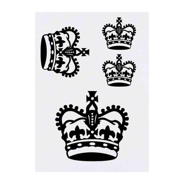 4 x 'Royal Crown' Temporary Tattoos - Water Resistant, Skin-Safe,