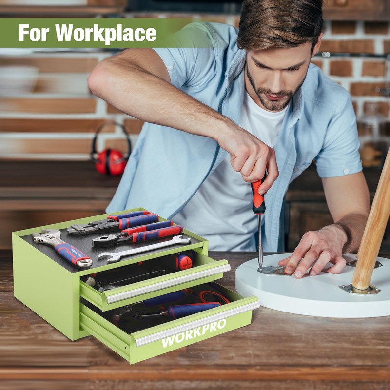 WORKPRO 12.5" Mini Tool Box with 2 Drawers & 1