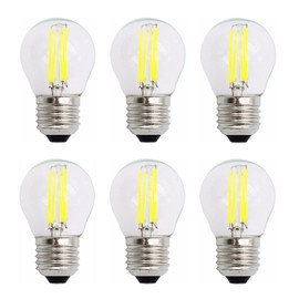 K JINGKELAI 6W G45 Dimmable LED Filament Bulb G45 LED Vintage Edison Bulbs E26 Meidum Socket Base Lamp for Home Pendant Antique Light,G14/G45 Shape,60W Equivalent,Clear Glass,6500K Cool White,6 Pack