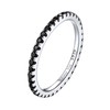 ChicSilver 2MM Thin Black Cubic Zirconia Eternity Ring 925 Sterling