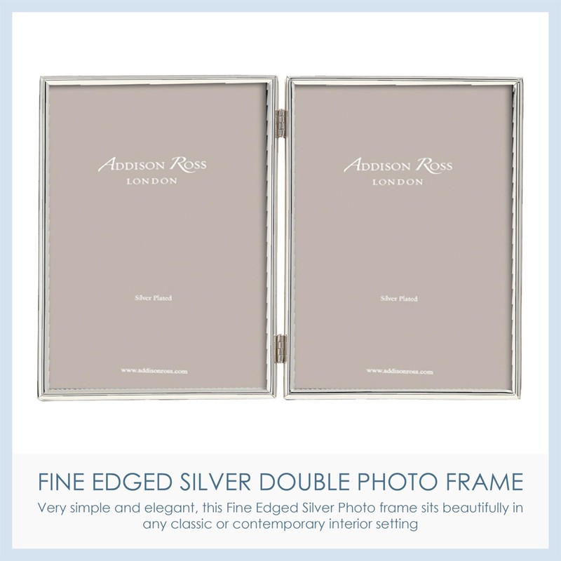 Addison Ross, Essentials Photo Frame, Silver Plate Double, 4 x