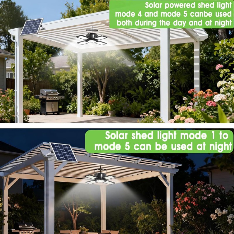 Solar Shed Light Outdoor Indoor Upgrade 1200LM 174LED 4 and