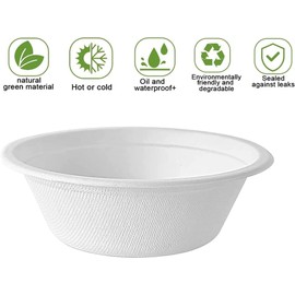 PRISTINE ENTERPRISE Pack of 50 Premium Quality Strong Disposable Bowls 340ml / 12oz Biodegradable Bowls for Soup, Salad, Desserts, Strong Bowls Used for Hot & Cold Foods, Large Bowls for Everyday USE