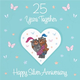 Hunts England - 25th Anniversary Card For Him Or Her - 25 Years - Silver Anniversary - Romantic Meadows - Fun Card - Anniversary Card For Couples, Boyfriend, Girlfriend, Husband, Wife, etc.