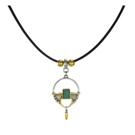 Gold and Silver Drop Black Leather Cord Vintage Bohemian Style Necklace - 18 or 20 inch (18, Gold, silver, black, turquoise)