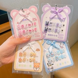 Kids' Kuromi Cartoon Character Wearable Safe Non-Toxic Waterproof Nail Stickers for Little Girls One Size/4 Blue Canny 20ea