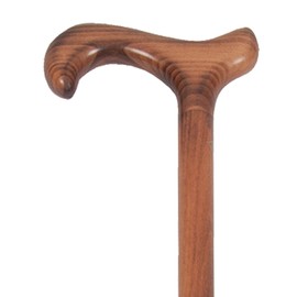 PCP Solid Beach Wood Cane, Derby Handle, Walking Aid with Slip Resistant Rubber Grips, Ramin Wood