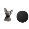 Set Of 4 Oriental Cat Pet Family Synthetic Leather Round