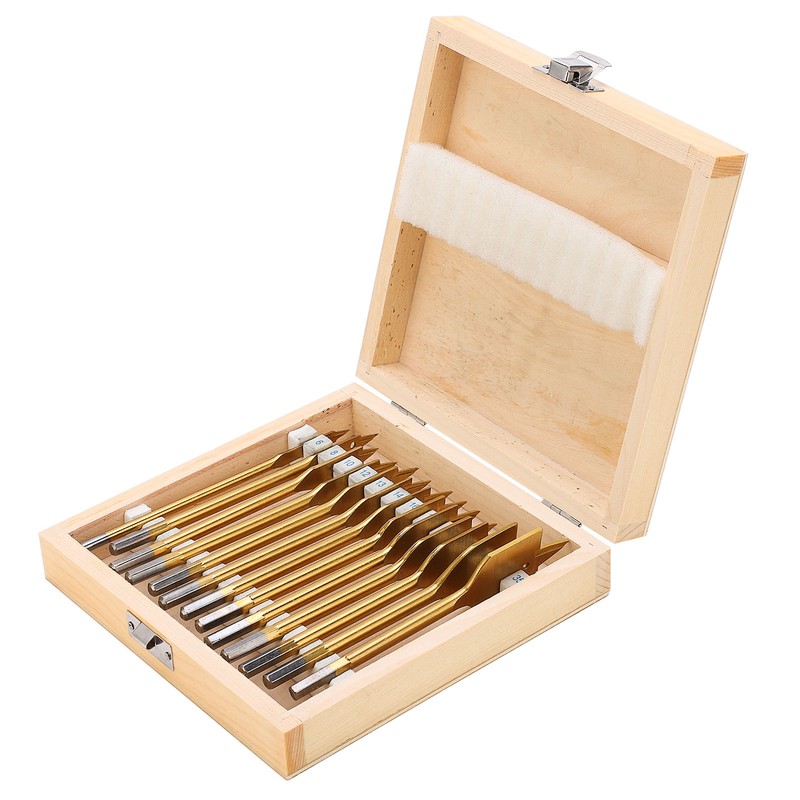 13Pcs 1/4in Hex Shank High Carbon Steel Flat Drill Bit