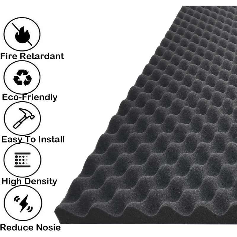 TEMGCUAM 2 Pack Sound Proof Foam Panels | 48"×24"×2" Egg