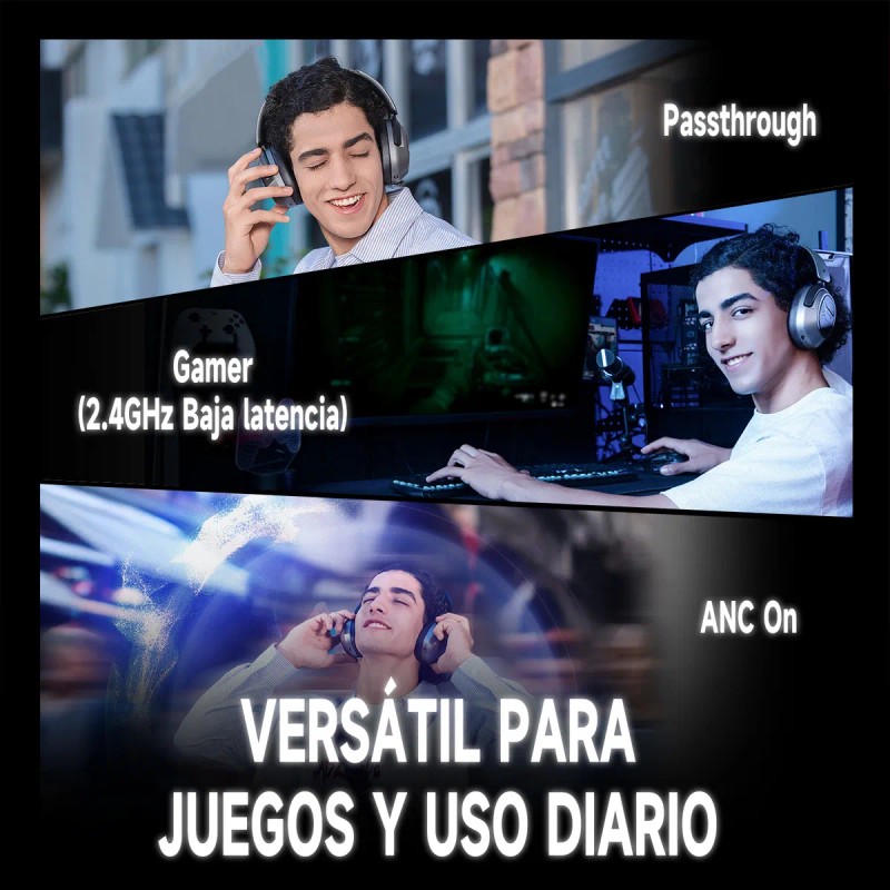 Audifonos Gamer Inalambricos Bluetooth De Diadema , Anc , Microfono