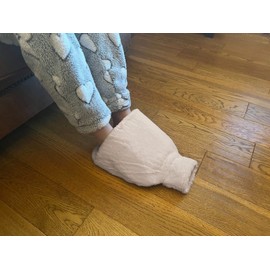 Heated Foot Warmers Hot Water Bottle (Beige Fleece & Faux Fur)