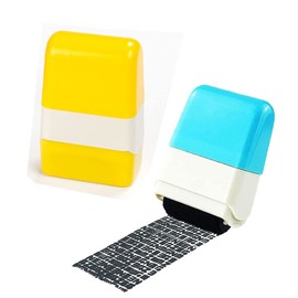 Identity Protection Roller Stamps, 2 PCS Identity Prevention Theft Stamp Wide Rolling Security Stamp for Privacy Protection, ID Blockout and Address Blocker (Yellow and Blue)