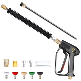 TOOLCY Pressure Washer Gun and Wand with 5 Spray Nozzles, 4000 PSI, 7 GPM, M22 14mm Inlet and M22 15mm Adapter, Car Pressure Washer Extension Wand with 1/4” Quick Connector Coupler