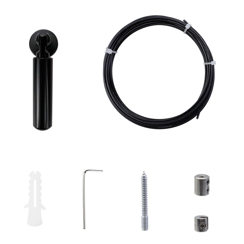 Nicerity Black Wall Mount Curtain Wire Rod Set