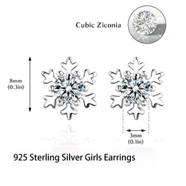 HAISWET 925 Sterling Silver White Snowflake Stud Earrings Clear Zircon