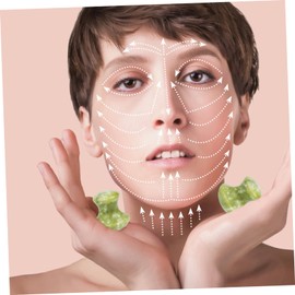 Mikinona 2pcs Jade Mushroom Design Face Exfoliator Facial Massage Tool Guasha Massage Roller for Beauty