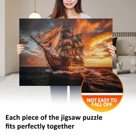 Yunlus Jigsaw Puzzles for Adults 1000 Pieces Impossible Hard Difficult Challenging Puzzles for Adults 1000pc Puzzle Explore The Sailboat Sunset Scenery Jigsaw Puzzle 1000 Pieces 28 x 20 inch