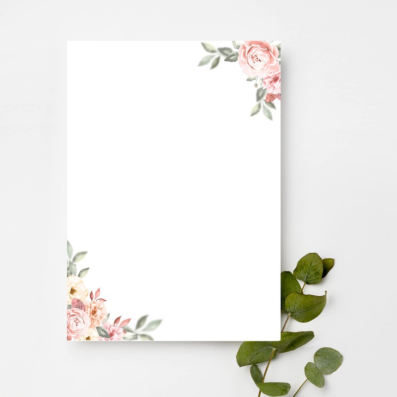 Letter Paper / Envelope Set Elegant with Roses in Dusky