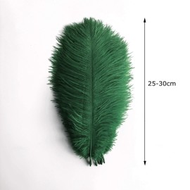 Piokio 20pcs Natural Blackish Green Ostrich Feathers 10-12 inch (25-30cm) Bulk Feathers for Home Decoration and DIY Clothing and DIY Clothes Decoration, Gatsby Decorations