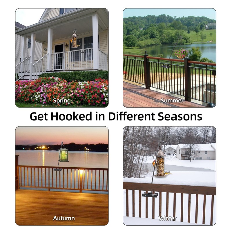 Deck Hook Railing Mount - Heavy Duty Metal Shepherds Hook