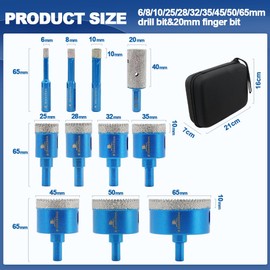Tile Hole Saw Kit Diamond- BRSCHNITT 11pcs Diamond Core Drill Bit for Porcelain Tile Ceramic Marble Granite Drilling Triangle Shank