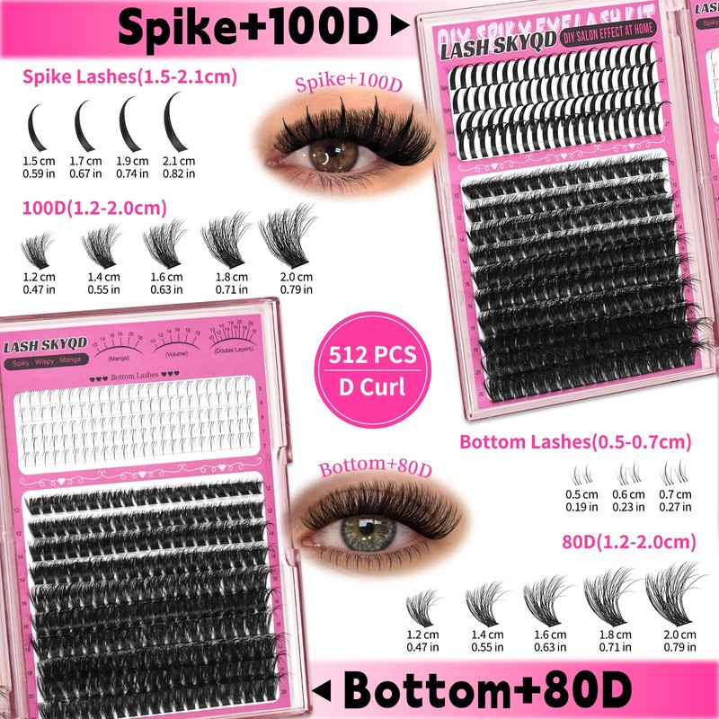 Lash Clusters Kit 8 Styles 1464Pcs Wispy Eyelash Clusters Kit