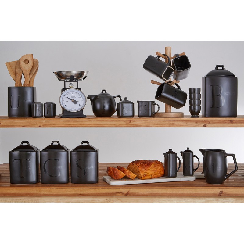 Premier Housewares Text Egg Cups - Black, Set of 4