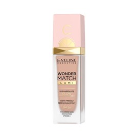 Eveline Cosmetics Wonder Match Illuminating Foundation with Vitamin C & Hyaluronic Acid - Moisturising, Smoothing and Anti-Ageing Formula with SPF 20 - Vegan, Available in 4 Shades